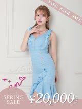 【決算SALE開催中！! 】XSサイズあり【an /アン】マーメイド/ チェックツイード/ ノースリーブ/ フリル/ ショルダーリボン/ ミディアムドレス / キャバドレス[OF05]