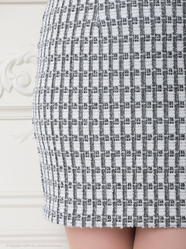 画像10: XSサイズあり【an /アン】 フロントジップ/ チェック/ ツイード/ ネックリボン/ 袖あり/ 半袖/タイト/ ミニドレス/ キャバドレス[OF05]