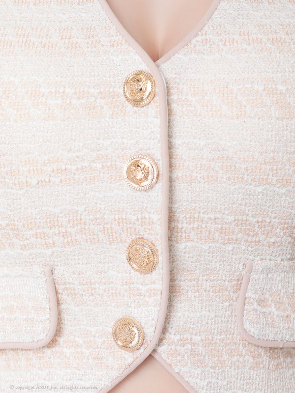 画像6: XSサイズあり【an /アン】襟付き/ ボーダー/ ツイード/ ノースリーブ/ プリーツ/ Aライン/ セットアップ/ ミニドレス/ キャバドレス[OF05]