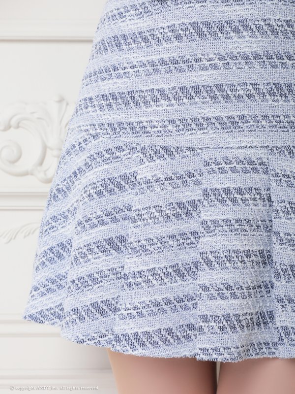 画像14: XSサイズあり【an /アン】襟付き/ ボーダー/ ツイード/ ノースリーブ/ プリーツ/ Aライン/ セットアップ/ ミニドレス/ キャバドレス[OF05]