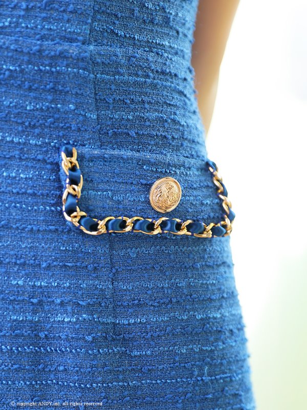 画像28: XSサイズあり【an/アン】フロントジッパー/ チェーン/ ツイード/ ノースリーブ/ タイト/ ミニドレス/ キャバドレス[OF05]