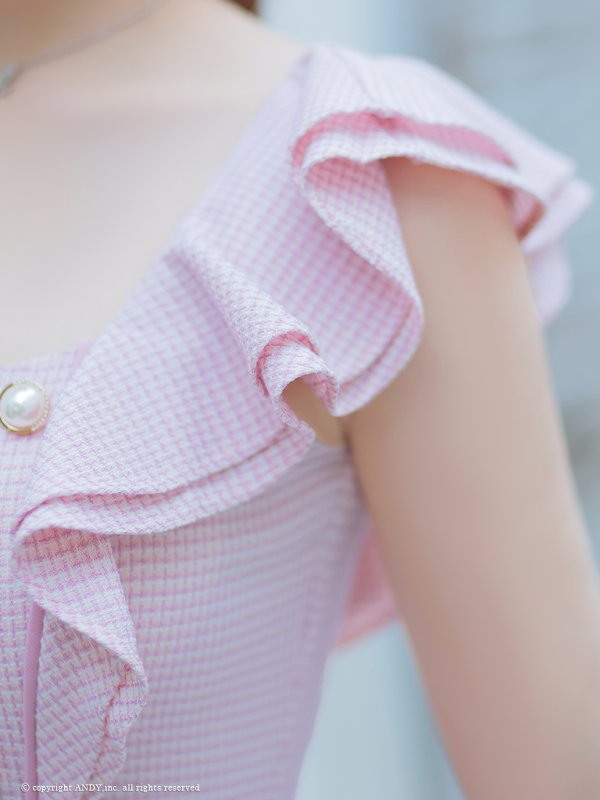 画像13: XSサイズあり【an /アン】 フリルショルダー/ パールボタン/ スクエアネック/ タイト/ ミニドレス/ キャバドレス[OF05]