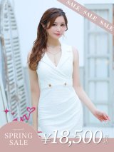 【決算SALE開催中！! 】XSサイズあり【an /アン】 ワンカラー/ 襟付き/ チェーン/ ボタン/ ツイード/タイト/ ミニドレス/ キャバドレス[OF05]