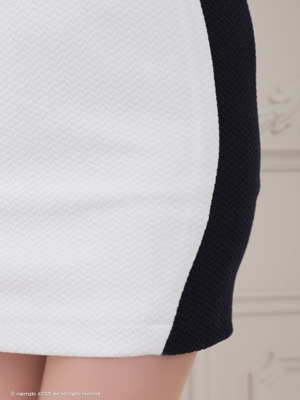 画像13: XSサイズあり【an /アン】 バイカラー/ 切替/ フロントジップ/ チェーンショルダー/ ハイネック/ タイト/ ミニドレス/ キャバドレス[OF05]