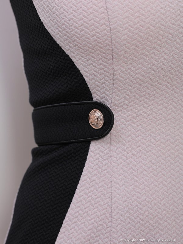 画像6: XSサイズあり【an /アン】 バイカラー/ 切替/ フロントジップ/ チェーンショルダー/ ハイネック/ タイト/ ミニドレス/ キャバドレス[OF05]