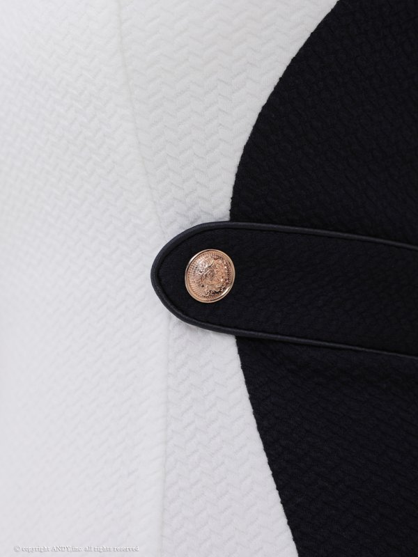 画像14: XSサイズあり【an /アン】 バイカラー/ 切替/ フロントジップ/ チェーンショルダー/ ハイネック/ タイト/ ミニドレス/ キャバドレス[OF05]