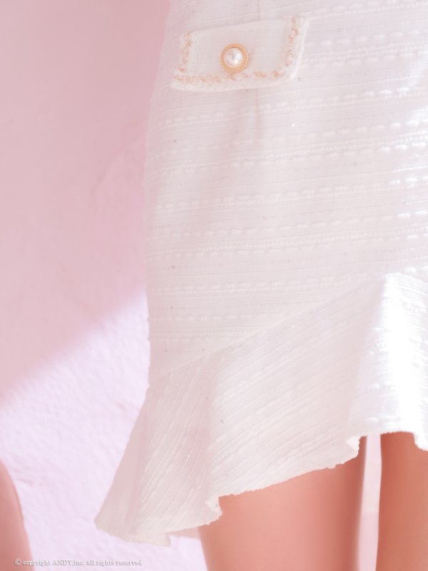 画像7: XSサイズあり【an /アン】 ツイード/ セットアップ/ フロントジップ/ ノースリーブ/ 裾フリル/ ミニドレス/ キャバドレス[OF05]