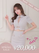 【決算SALE開催中！! 】XSサイズあり【an /アン】 セットアップ/ ワンカラー/ 半袖/ フロントジップ/ 襟付き/ タイト/ ミニドレス/ キャバドレス[OF05]