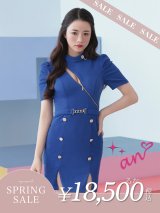 【決算SALE開催中！! 】【an/アン】半袖/ 袖あり/ フロントジップ/ ゴールドバックル/ チェーンモチーフ/ ワンカラー/ タイト/ ミニドレス/ キャバドレス[OF05]