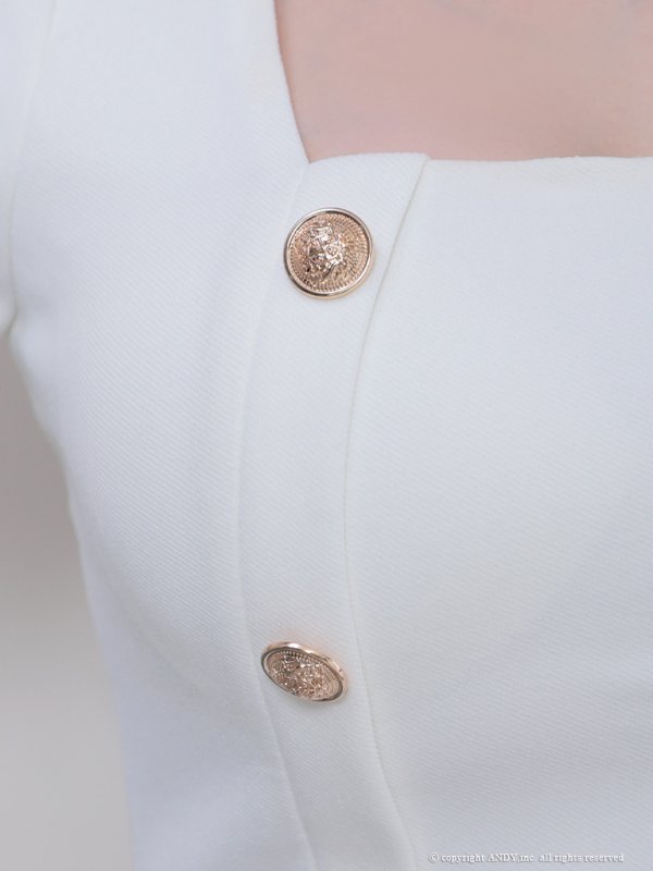 画像10: XSサイズあり【an /アン】 セットアップ/ ワンカラー/ 半袖/ 袖あり/ ボタン/ スクエアネック/ タイト/ ミニドレス/ キャバドレス[OF05]