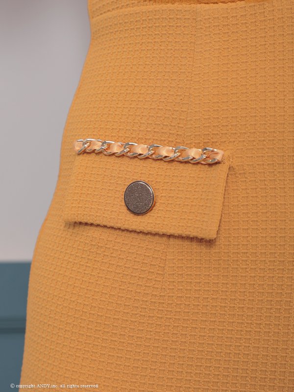 画像15: XSサイズあり【an /アン】 ワンカラー/ ツイード/ フロントジップ/ チェーンデザイン/ 袖あり/ 半袖/ タイト/ ミニドレス/ キャバドレス[OF05]