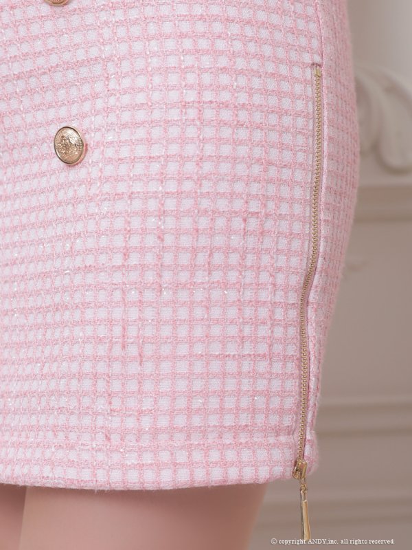 画像25: XSサイズあり【an /アン】 ツイード/ フロントジップ/ リボン/ ハイネック/ カットアウト/ ノースリーブ/ タイト/ ミニドレス/ キャバドレス[OF05]