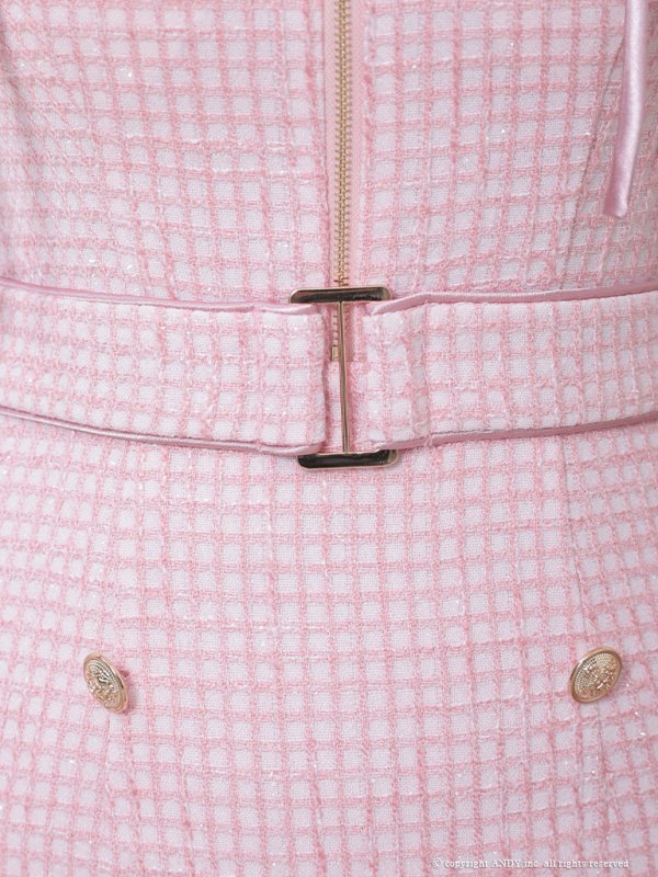 画像23: XSサイズあり【an /アン】 ツイード/ フロントジップ/ リボン/ ハイネック/ カットアウト/ ノースリーブ/ タイト/ ミニドレス/ キャバドレス[OF05]