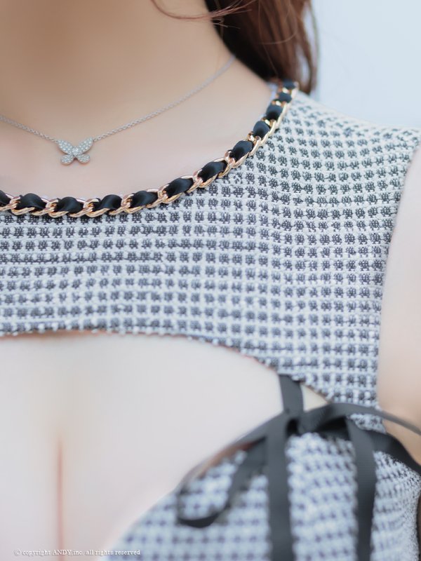 画像20: XSサイズあり【an /アン】 ツイード/ フロントジップ/ リボン/ ハイネック/ カットアウト/ ノースリーブ/ タイト/ ミニドレス/ キャバドレス[OF05]