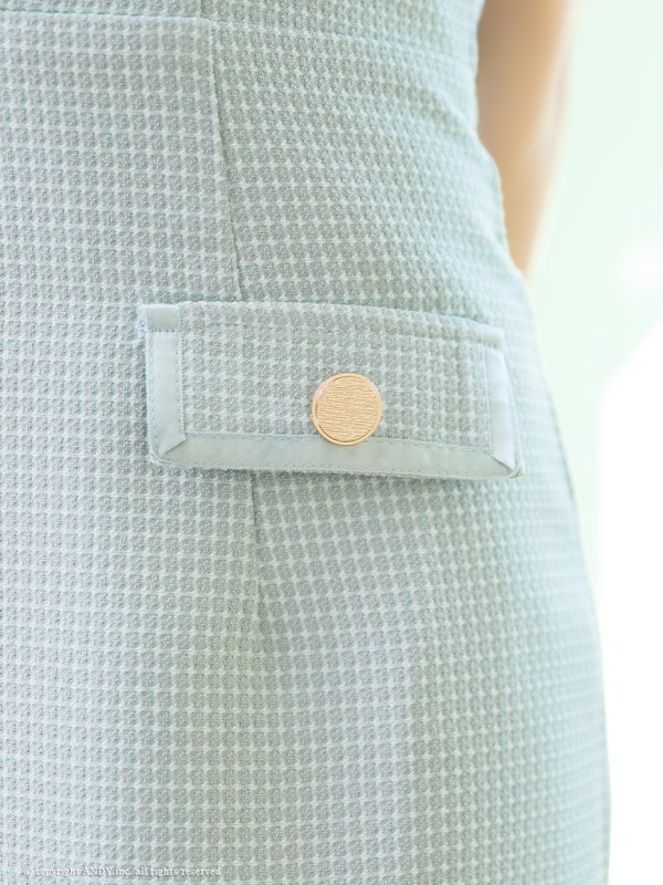 画像10: XSサイズあり【an /アン】 ワンカラー/ ツイード/ フロントジップ/ チェーン/ ショルダーリボン/ キャミ/ フリル/ タイト/ ミニドレス/ キャバドレス[OF05]