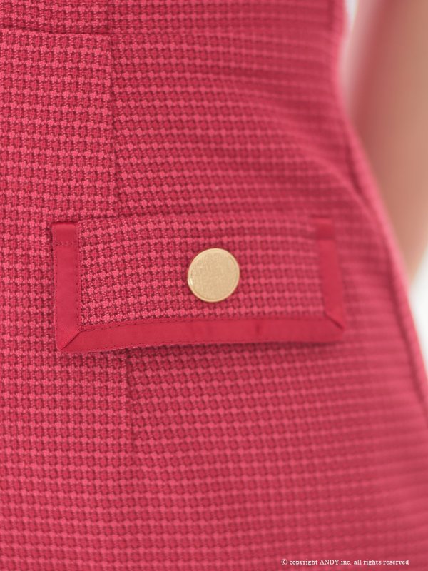 画像47: XSサイズあり【an /アン】 ワンカラー/ ツイード/ フロントジップ/ チェーン/ ショルダーリボン/ キャミ/ フリル/ タイト/ ミニドレス/ キャバドレス[OF05]