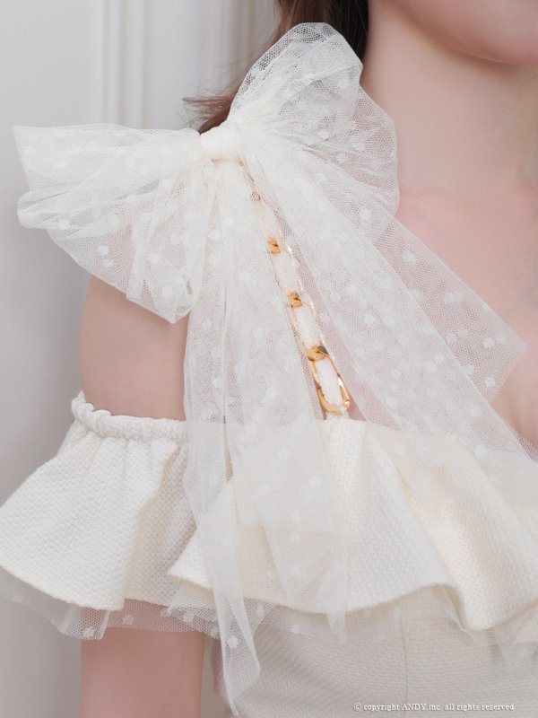 画像27: XSサイズあり【an /アン】 ワンカラー/ ツイード/ フロントジップ/ チェーン/ ショルダーリボン/ キャミ/ フリル/ タイト/ ミニドレス/ キャバドレス[OF05]