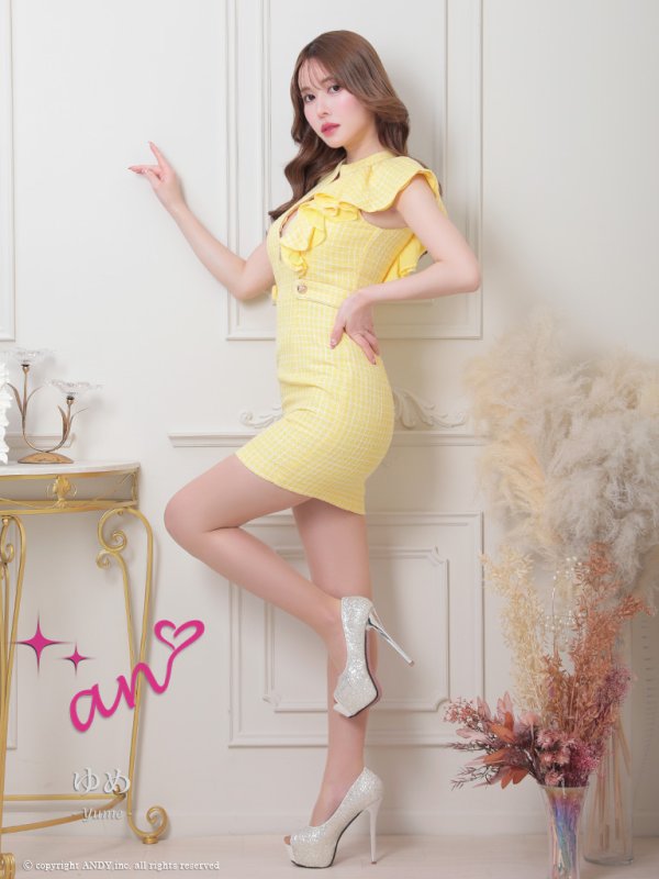 画像30: XSサイズあり【an /アン】 フリルショルダー/ アシメデザイン/ フロントジップ/ ノースリーブ/ チェック柄/ タイト/ ミニドレス/ キャバドレス[OF05]