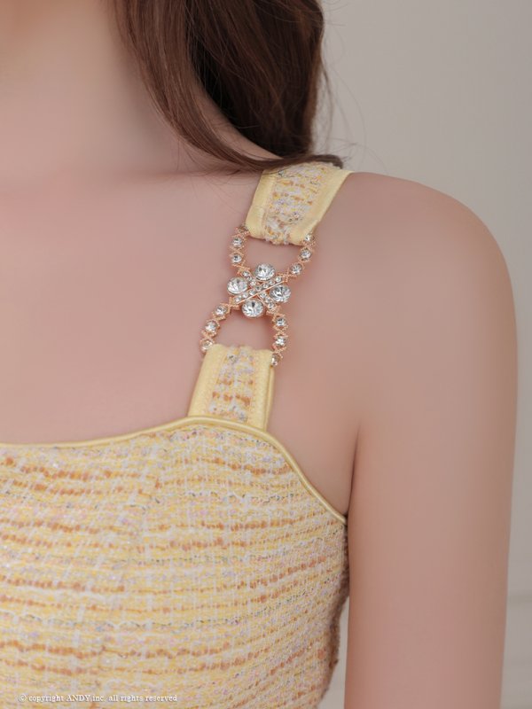 画像10: XSサイズあり【an/アン】ツイード/ チェーン/ バックル/ フロントジップ/ ノースリーブ/ バックリボン/ タイト/ ミニドレス/ キャバドレス[OF05]