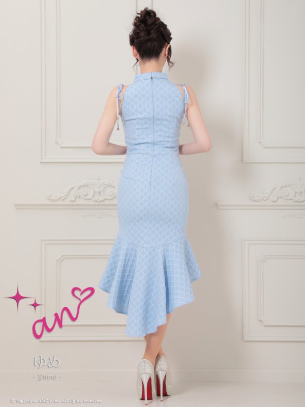 画像20: XSサイズあり【an /アン】バストカットアウト/ ハイネック/ フロントジップ/ ベルト/ ノースリーブ/ テールカット/ マーメイド/ ミディアムドレス/ キャバドレス[OF05]