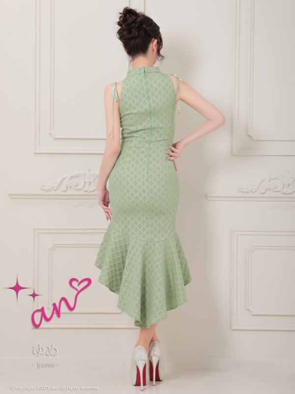 画像31: XSサイズあり【an /アン】バストカットアウト/ ハイネック/ フロントジップ/ ベルト/ ノースリーブ/ テールカット/ マーメイド/ ミディアムドレス/ キャバドレス[OF05]