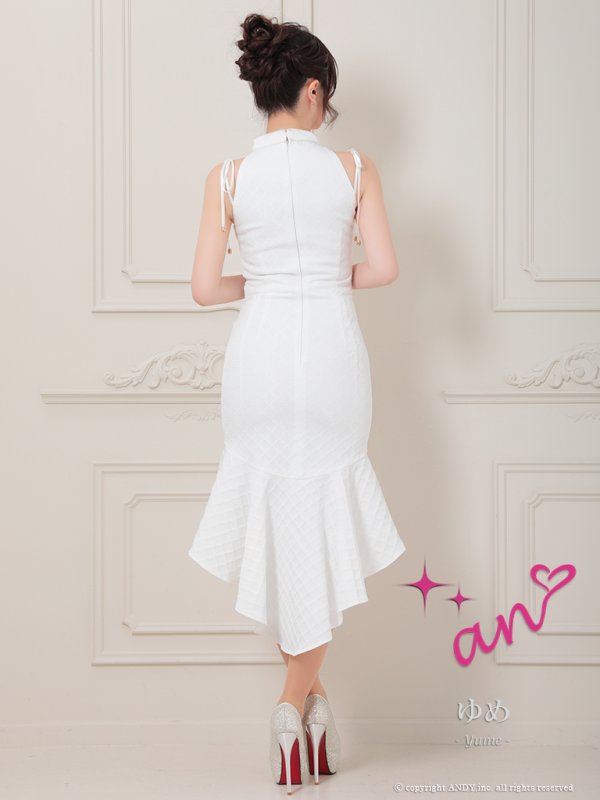 画像4: XSサイズあり【an /アン】バストカットアウト/ ハイネック/ フロントジップ/ ベルト/ ノースリーブ/ テールカット/ マーメイド/ ミディアムドレス/ キャバドレス[OF05]