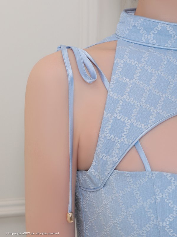 画像22: XSサイズあり【an /アン】バストカットアウト/ ハイネック/ フロントジップ/ ベルト/ ノースリーブ/ テールカット/ マーメイド/ ミディアムドレス/ キャバドレス[OF05]