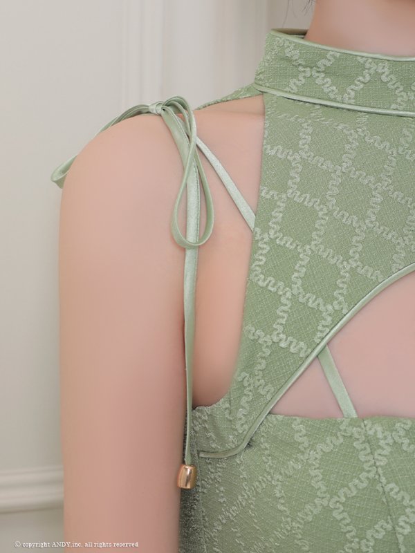 画像33: XSサイズあり【an /アン】バストカットアウト/ ハイネック/ フロントジップ/ ベルト/ ノースリーブ/ テールカット/ マーメイド/ ミディアムドレス/ キャバドレス[OF05]