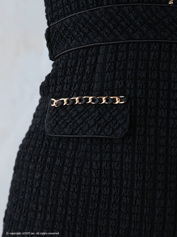 画像11: XSサイズあり【an /アン】 スーパーストレッチツイード/ バックル/ ノースリーブ/ フロントジップ/ チェーンパイピング/ タイト/ ミニドレス/ キャバドレス[OF05]