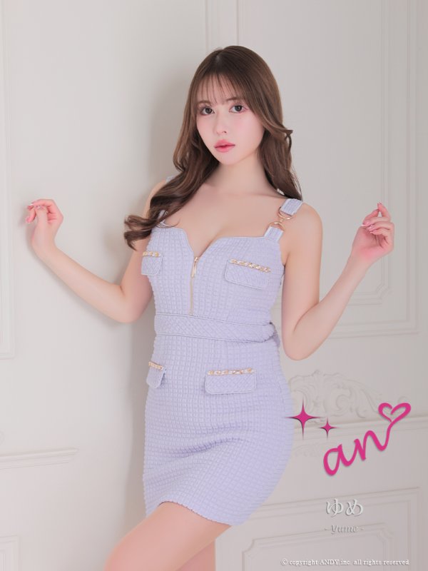 画像24: XSサイズあり【an /アン】 スーパーストレッチツイード/ バックル/ ノースリーブ/ フロントジップ/ チェーンパイピング/ タイト/ ミニドレス/ キャバドレス[OF05]