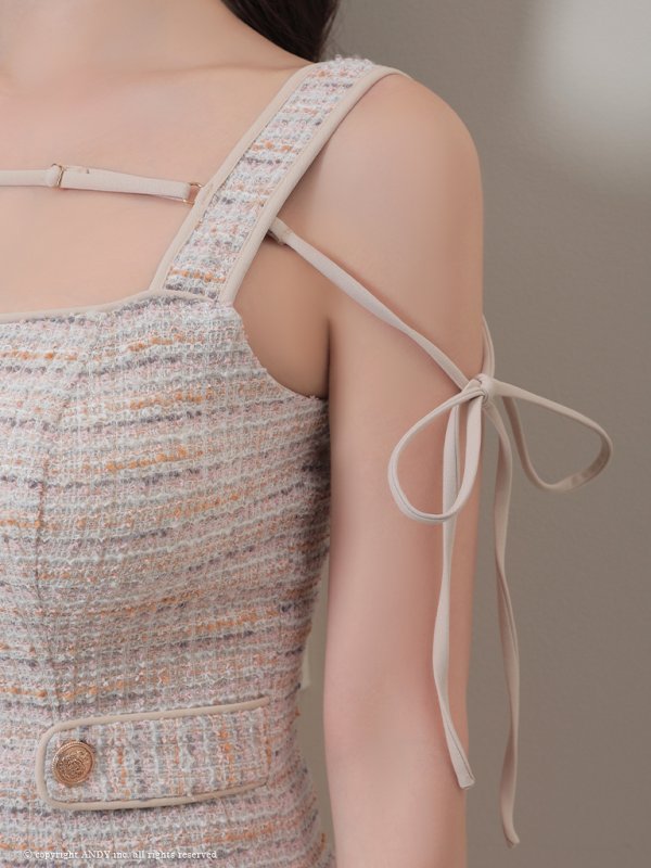 画像27: XSサイズあり【an /アン】ツイード/ フロントジップ/ リボン/ ノースリーブ/ タイト/ ミニドレス/ キャバドレス[OF05]