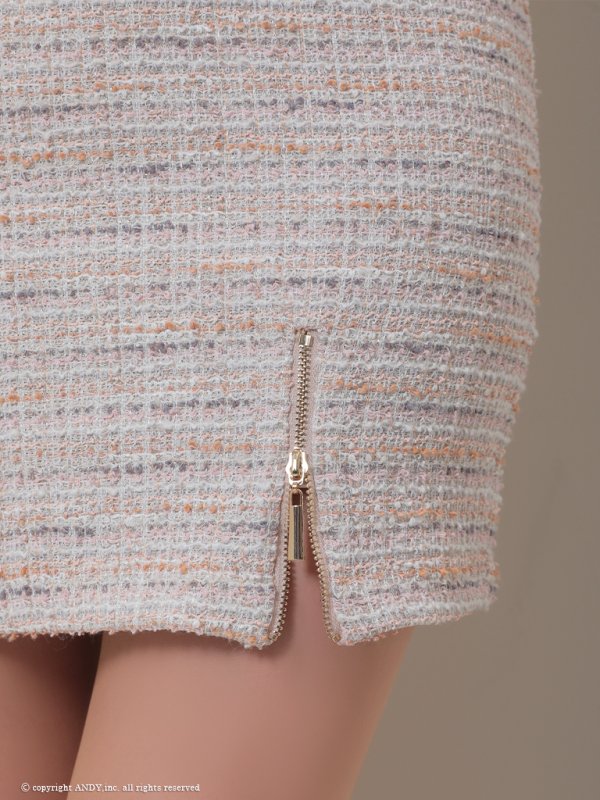 画像28: XSサイズあり【an /アン】ツイード/ フロントジップ/ リボン/ ノースリーブ/ タイト/ ミニドレス/ キャバドレス[OF05]