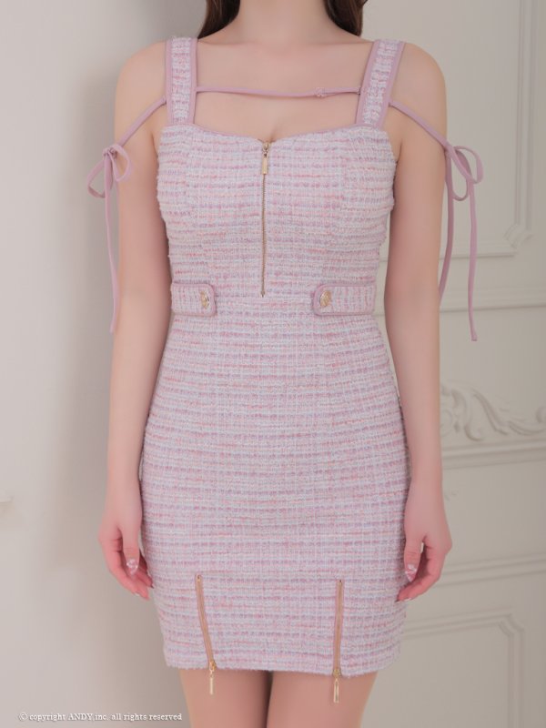 画像19: XSサイズあり【an /アン】ツイード/ フロントジップ/ リボン/ ノースリーブ/ タイト/ ミニドレス/ キャバドレス[OF05]