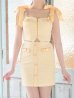 画像15: XSサイズあり【an /アン】 ショルダーリボン/ フロントジップ/ ゴールドバックル/ ボタン/ セットアップ/タイト/ ミニドレス/ キャバドレス[OF05]