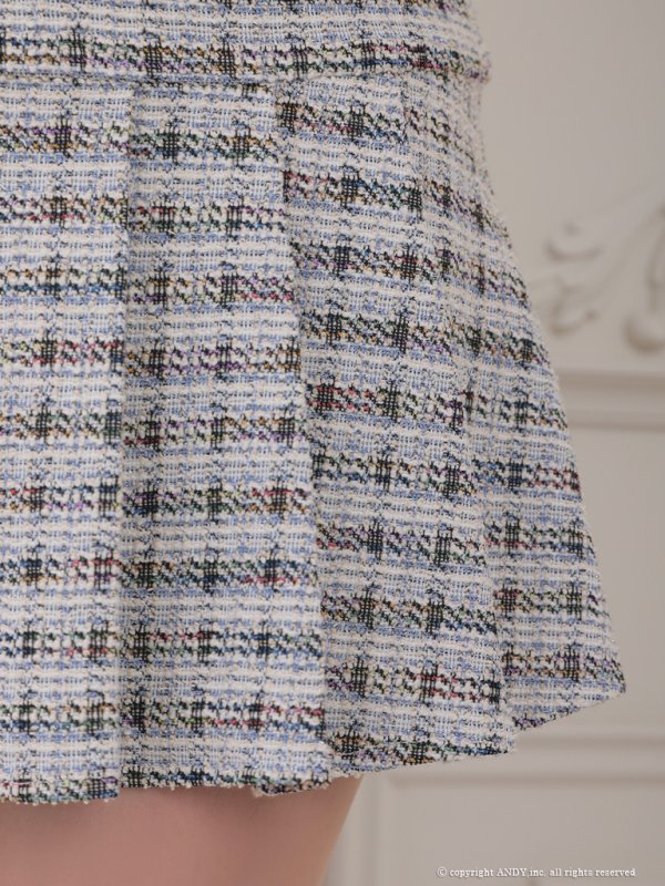 画像8: XSサイズあり【an /アン】ストレッチ/ チェック/ ツイード/ フロントジップ/ ビジューバックル/ ノースリーブ/ プリーツ/ セットアップ/ ミニドレス/ キャバドレス[OF05]