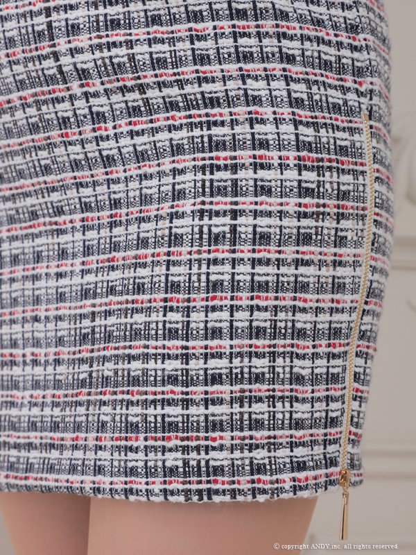 画像19: XSサイズあり【an /アン】ツイード/ フロントジップ/ ショルダーバックル/ ノースリーブ/ タイト/ ミニドレス/ キャバドレス[OF05]