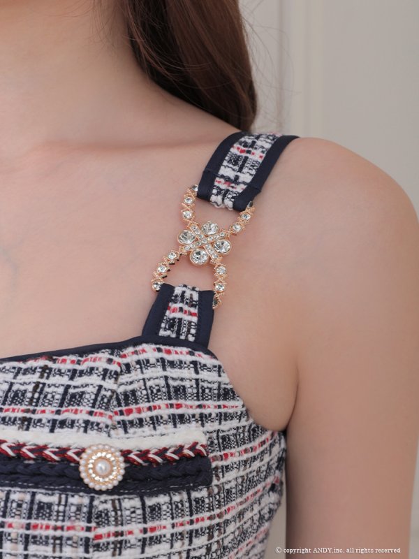 画像17: XSサイズあり【an /アン】ツイード/ フロントジップ/ ショルダーバックル/ ノースリーブ/ タイト/ ミニドレス/ キャバドレス[OF05]