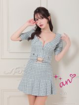 【4月30日までファイナルセール開催中！! 】XSサイズあり【an /アン】 襟付き/ フロントジップ/ 袖付き/ 半袖/ プリーツ/フレア/ ミニドレス/ キャバドレス[OF05]