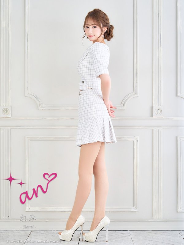 画像3: XSサイズあり【an /アン】 襟付き/ フロントジップ/ 袖付き/ 半袖/ プリーツ/フレア/ ミニドレス/ キャバドレス[OF05]