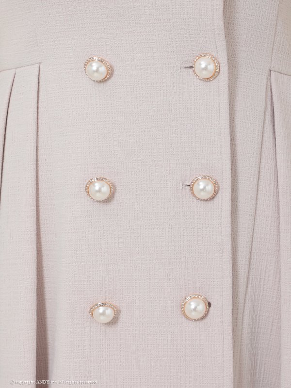 画像13: XSサイズあり【an/アン】襟付き/ パールボタン/ ジャケット風/ ノースリーブ/ プリーツ/ フレア/ ワンピース/ ミニドレス/ キャバドレス[OF05]