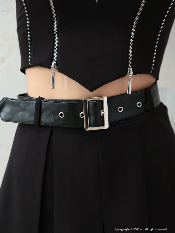 画像10: XSサイズあり【an /アン】2way/ ホルターネック/ ベア/ バストシアー/ ベルト/ ジップデザイン/ プリーツ/ フレア/ セットアップ/ ミニドレス/ キャバドレス[OF05]