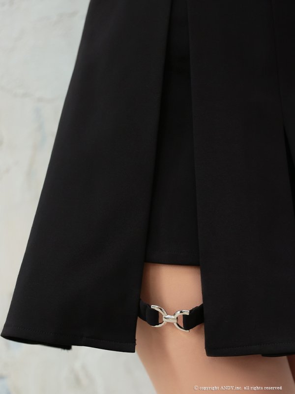 画像12: XSサイズあり【an /アン】2way/ ホルターネック/ ベア/ バストシアー/ ベルト/ ジップデザイン/ プリーツ/ フレア/ セットアップ/ ミニドレス/ キャバドレス[OF05]