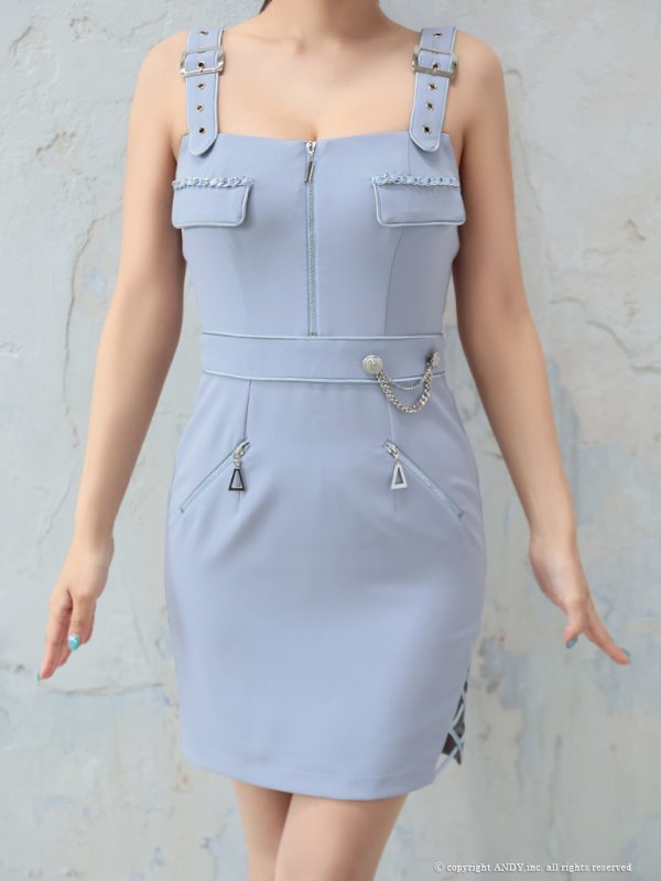 画像16: XSサイズあり【an/アン】フロントジッパー/ ベルトデザイン/ ストレッチ/ サイド編み上げ/ ノースリーブ/ タイト/ ミニドレス/ キャバドレス[OF05]
