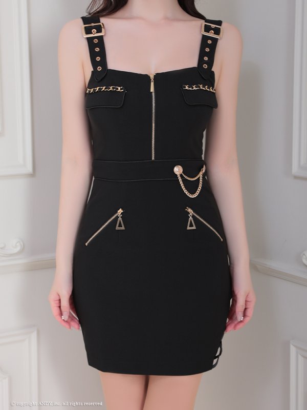 画像24: XSサイズあり【an/アン】フロントジッパー/ ベルトデザイン/ ストレッチ/ サイド編み上げ/ ノースリーブ/ タイト/ ミニドレス/ キャバドレス[OF05]