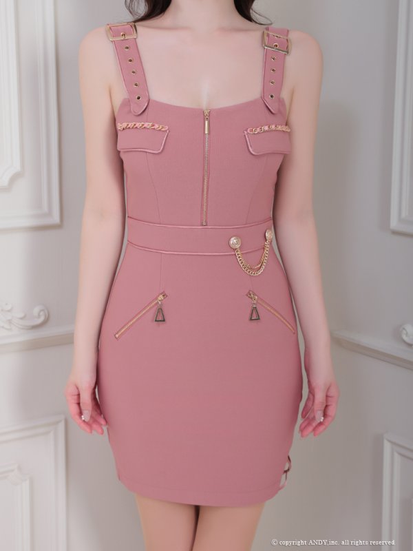 画像46: XSサイズあり【an/アン】フロントジッパー/ ベルトデザイン/ ストレッチ/ サイド編み上げ/ ノースリーブ/ タイト/ ミニドレス/ キャバドレス[OF05]