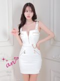 XSサイズあり【an/アン】フロントジッパー/ ベルトデザイン/ ストレッチ/ サイド編み上げ/ ノースリーブ/ タイト/ ミニドレス/ キャバドレス[OF05]