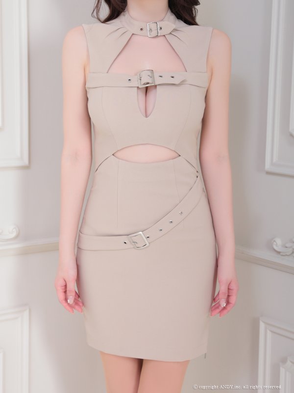 画像27: XSサイズあり【an/アン】ベルトデザイン/ カットアウト/ サイドジッパー/ ノースリーブ/ タイト/ ミニドレス/ キャバドレス[OF05]