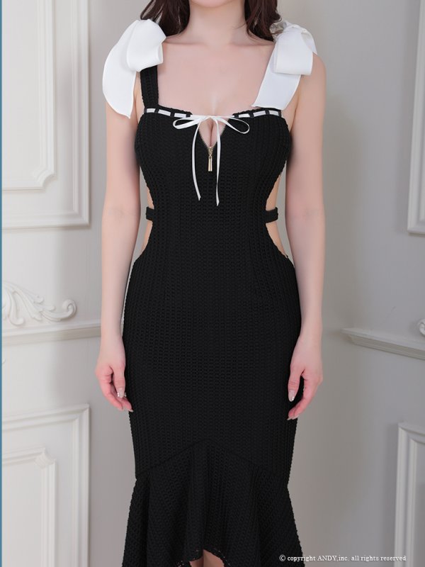 画像25: XSサイズあり【an /アン】マーメイド/ カットアウト/ ショルダーリボン/ フロントジップ/ ノースリーブ/ テールカット/ ミディアムドレス/ キャバドレス[OF05]