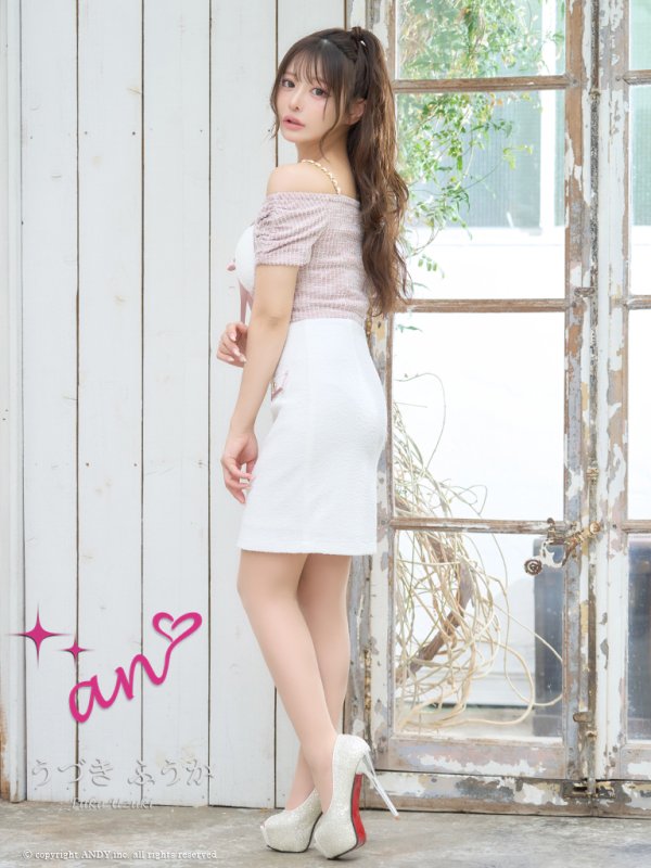 画像14: XSサイズあり【an /アン】 オフショル/ フロントジップ/ リボン/ ツイード/ 切り替え/ バイカラー/ ショルダーチェーン/ タイト/ ミニドレス/ キャバドレス[OF05]