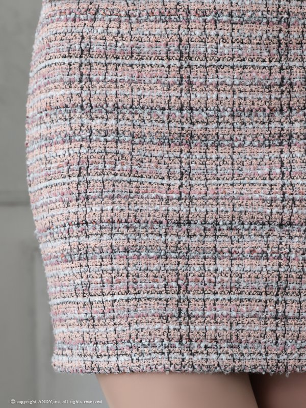 画像36: XSサイズあり【an /アン】 ストレッチ/ ツイード/ フロントジップ/ リボン/ キャミソール/ ポケットデザイン/タイト/ ミニドレス/ キャバドレス[OF05]